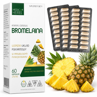 Medica Herbs BROMELAINA 270mg wsparcie KRĄŻENIE ODPORNOŚĆ 60kaps