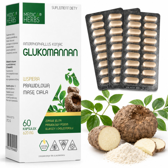 Medica Herbs GLUKOMANNAN wsparcie PRAWIDŁOWA MASA CIAŁA 620 mg 60kaps