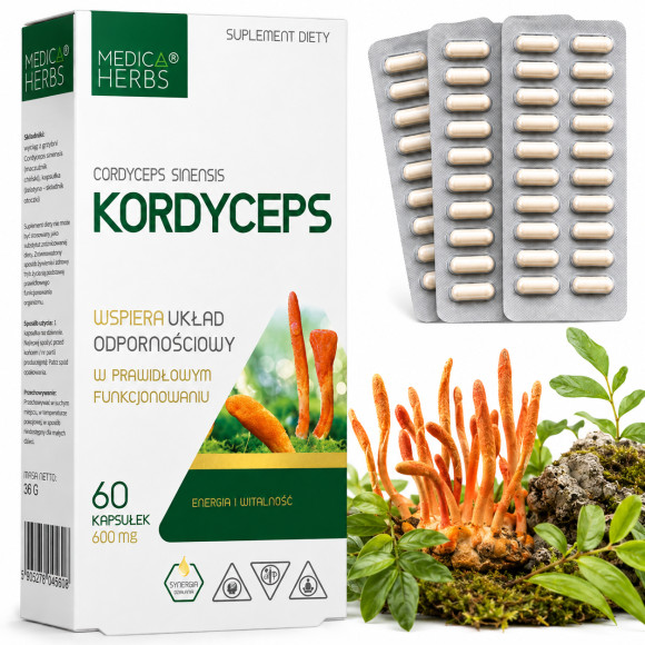 Medica Herbs KORDYCEPS wsparcie ODPORNOŚĆ ENERGIA 600MG 60 kapsułek