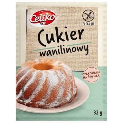 CELIKO CUKIER waniliowy  BEZ GLUTENU WYSOKA JAKOŚĆ 32g na