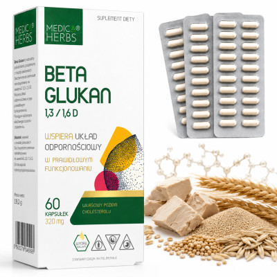 Medica Herbs BETA GLUKAN 1,3/1,6D wsparcie ODPORNOŚĆ 320mg 60kaps.