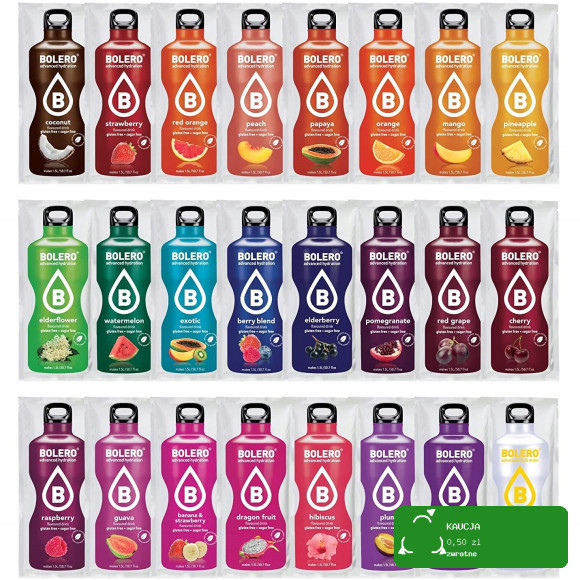 BOLERO DRINK NAPÓJ IZOTONICZNY z WITAMINĄ C bez cukru MIX SMAKÓW 24szt x 9g