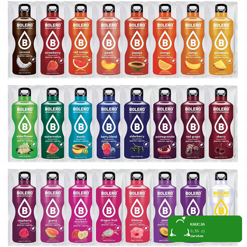 BOLERO DRINK NAPÓJ IZOTONICZNY z WITAMINĄ C bez cukru MIX SMAKÓW 24szt x 9g