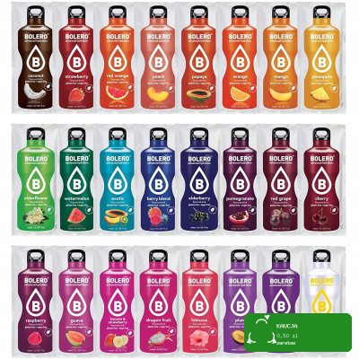 BOLERO DRINK NAPÓJ IZOTONICZNY z WITAMINĄ C bez cukru MIX SMAKÓW 24szt x 9g
