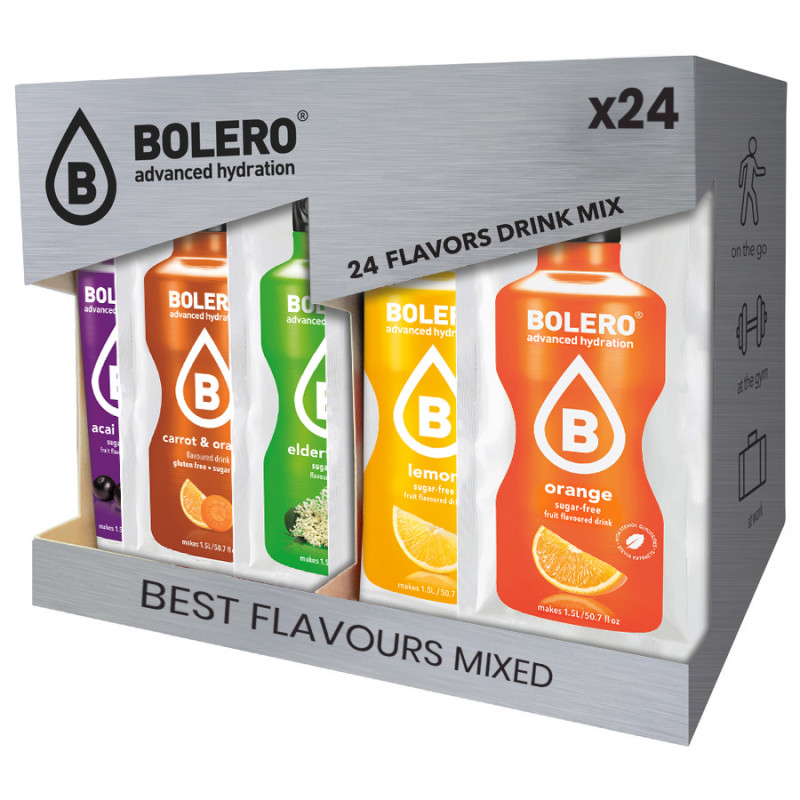 BOLERO DRINK NAPÓJ IZOTONICZNY z WITAMINĄ C bez cukru MIX SMAKÓW 24szt x 9g