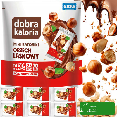 Dobra kaloria MINI BATONIKI daktyl nerkowiec ORZECH LASKOWY 6szt 108g