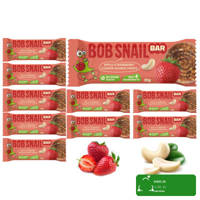 BOB SNAIL baton JABŁKO TRUSKAWKA NERKOWIEC bez cukru 35g x10szt