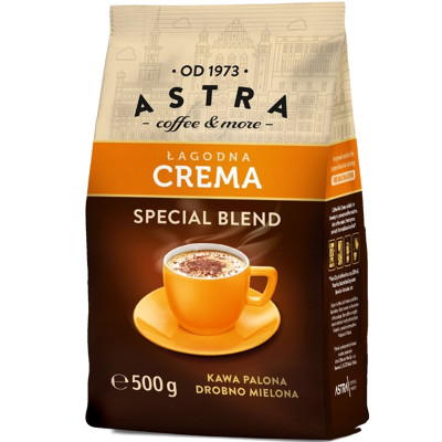 ASTRA od 1973 roku KAWA PALONA DROBNO MIELONA - ŁAGODNA CREMA 500g