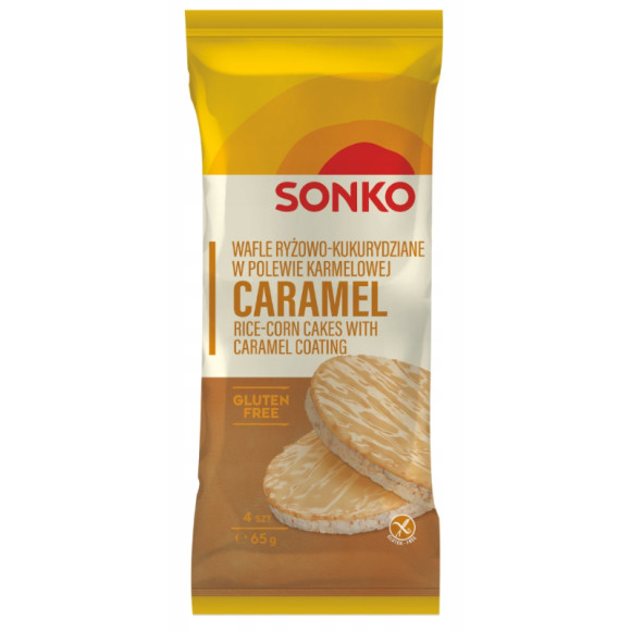 Sonko WAFLE RYŻOWE bezglutenowe W POLEWIE KARMELOWEJ 4 sztuki / 65g