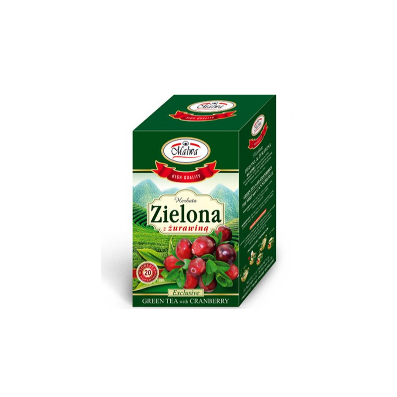 MALWA HERBATA ZIELONA Z ŻURAWINĄ saszetki x20 30G KRÓTKA DATA