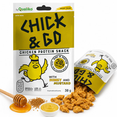 CHICK&GO suszona PIERŚ KURCZAKA plastry o smaku musztardy i miodu 30g