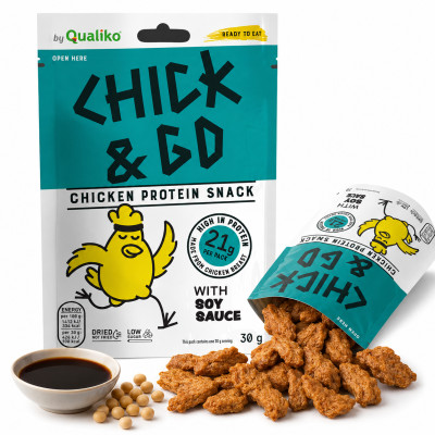 CHICK&GO suszona PIERŚ KURCZAKA plastry z sosem sojowym 30g
