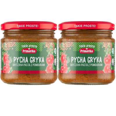 Primavika PYCHA GRYKA GRYCZANA PASTA Z POMIDORAMI wegetariańska 160g x2