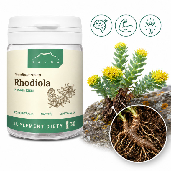 Nanga RHODIOLA Z MAGNEZEM 30 kapsułek wsparcie STRES UKŁAD NERWOWY