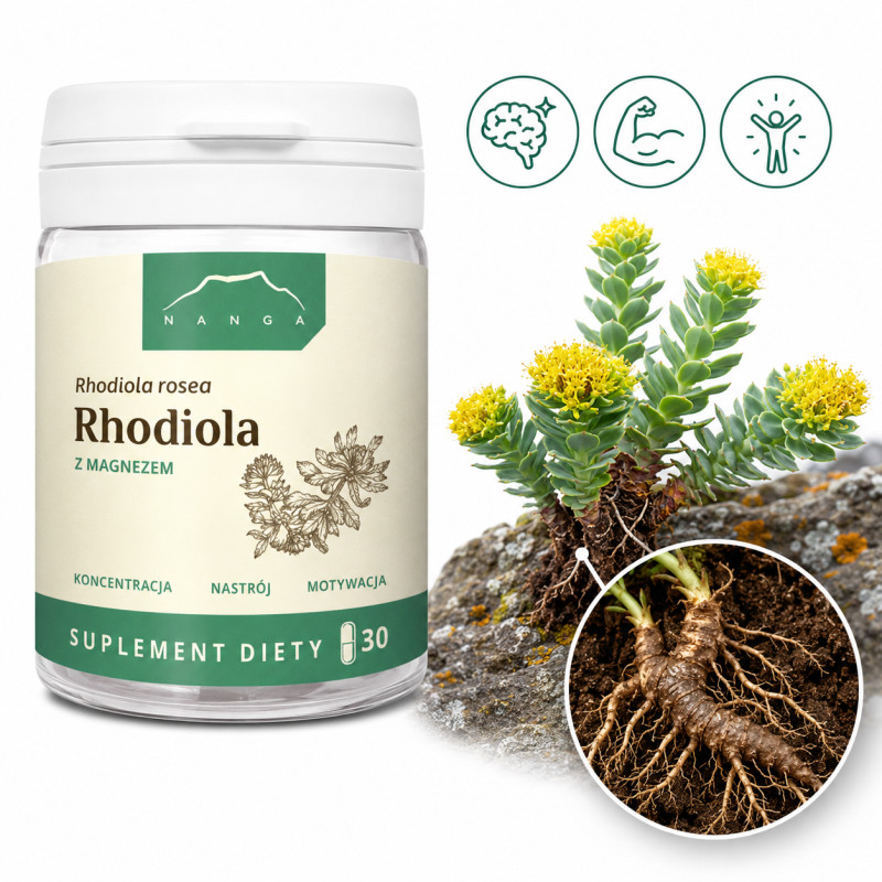 Nanga RHODIOLA Z MAGNEZEM 30 kapsułek wsparcie STRES UKŁAD NERWOWY