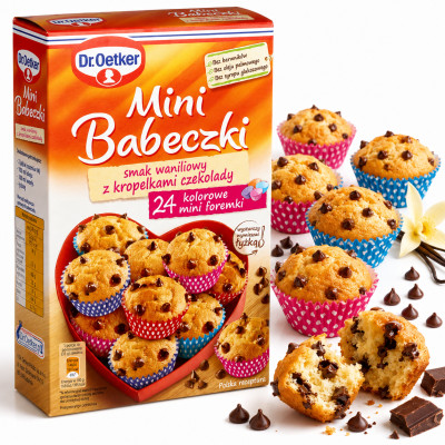 Dr.Oetker MINI BABECZKI wanilIa z czekoladą KOLOR. FOREMKI 250g