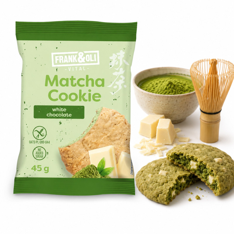 Frank&Oli CIASTKO MATCHA BIAŁA CZEKOLADA bez dodatku cukru glutenu 45g