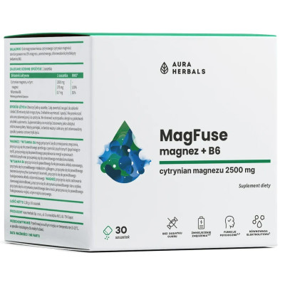 Aura Herbals MAGFUSE MAGNEZ + B6 wparcie UKŁAD NERWOWY ZMĘCZENIE SKURCZE
