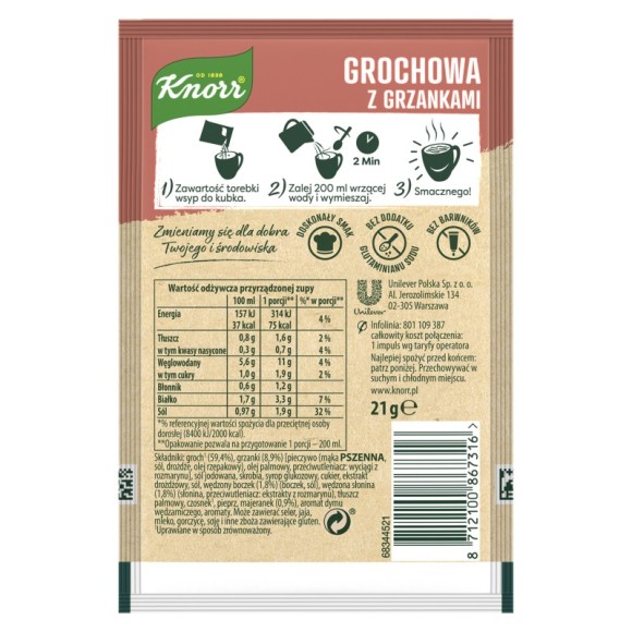 KNORR GORĄCY KUBEK GROCHOWA Z GRZANKAMI 21G