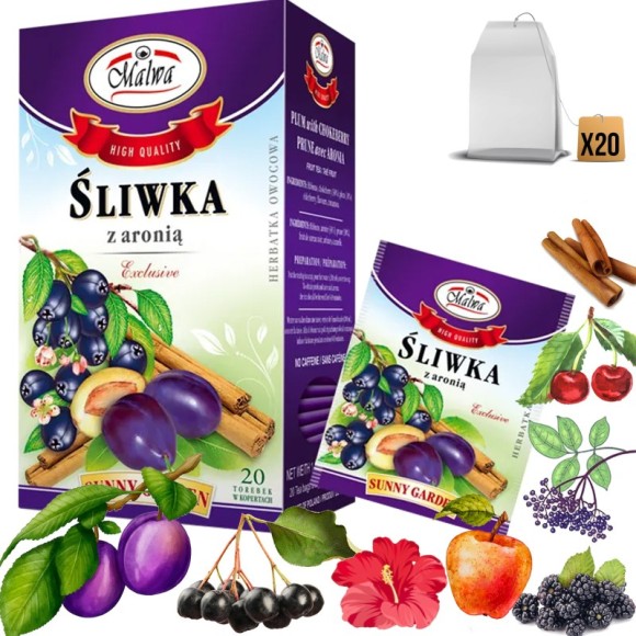 MALWA HERBATA SUNNY GARDEN ŚLIWKA + ARONIA x20 40G