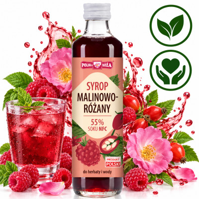 Polska Róża Domowy Naturalny SYROP MALINOWO RÓŻANY malina róża 250ml