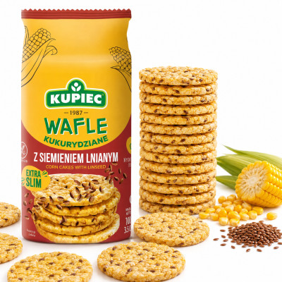 Kupiec WAFLE KUKURYDZIANE z SIEMIENIEM LNIANYM  SLIM 105g KRÓTKA DATA