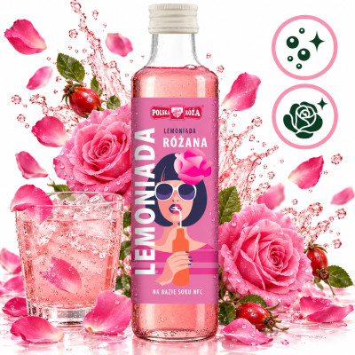 Polska Róża LEMONIADA RÓŻANA NA BAZIE SOKU NFC prosty skład 250ml kwiatowa