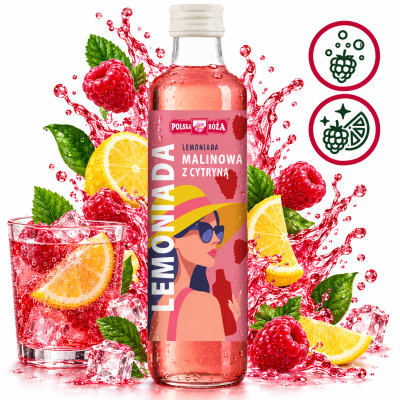 Polska Róża LEMONIADA MALINOWA Z CYTRYNĄ NA BAZIE SOKU NFC 250ml klasyk