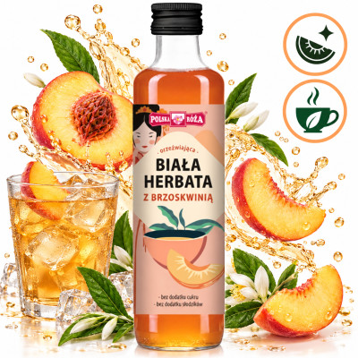 Polska Róża orzeźwiająca BIAŁA HERBATA Z BRZOSKWINIĄ 250ml bez cukru