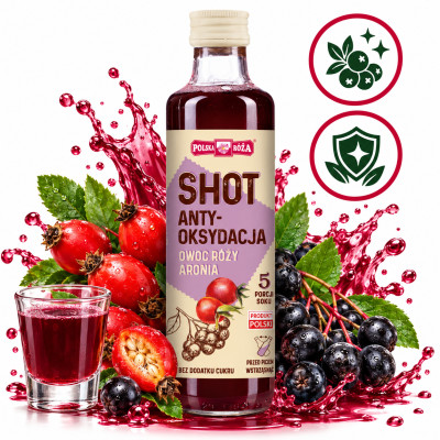 Polska Róża SHOT ANTYOKSYDACJA przeciw utlenianiu Owoc Róży + Aronia 250ml