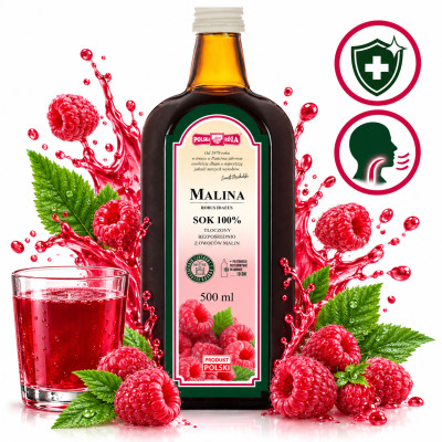 Polska Róża SOK Z MALIN 100% malinowy maliny 500ml