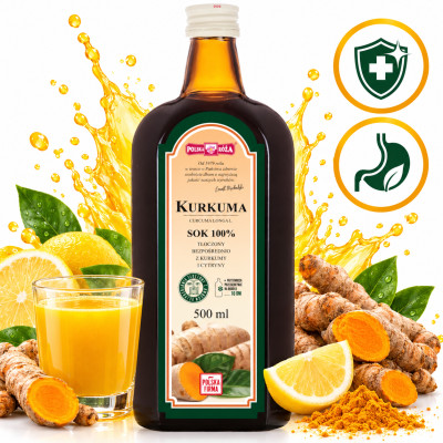Polska Róża SOK Z KURKUMY Kurkuma 80% + Cytryna 20% 500ml