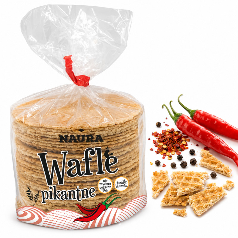 Naura WAFLE PIKANTNE BEZ CUKRU wysoka zaw. błonnika 100g KRÓTKA DATA