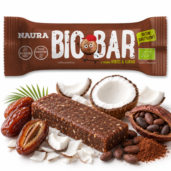 Naura BATON KAKAO & KOKOS BIO BEZ GLUTENU BEZ DODATKU CUKRU 35 G