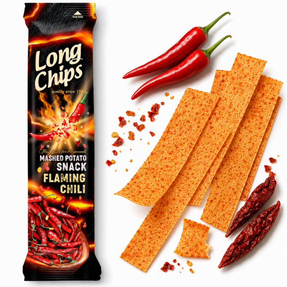 Long Chips CHIPSY ZIEMNIACZANE smak FLAMING CHILLI EXTRA DŁUGIE 75G