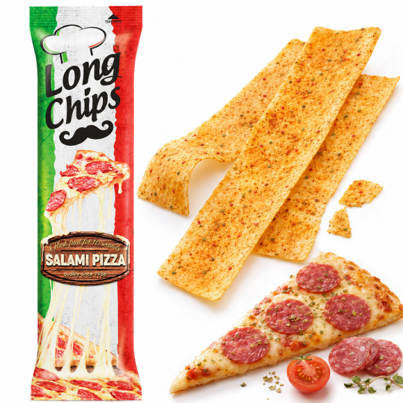 Long Chips CHIPSY ZIEMNIACZANE smak PIZZA Z SALAMI EXTRA DŁUGIE 75G