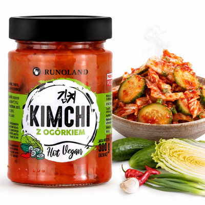 Runoland KIMCHI HOT VEGAN z OGÓRKIEM kapusta pekińska z przyprawami 300g