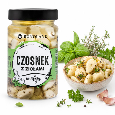 Runoland CZOSNEK z ZIOŁAMI w OLEJU do potraw z grilla kanapek 210g