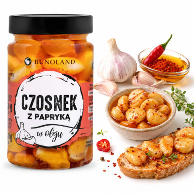 Runoland CZOSNEK z PAPRYKĄ w OLEJU do potraw z grilla kanapek 210g