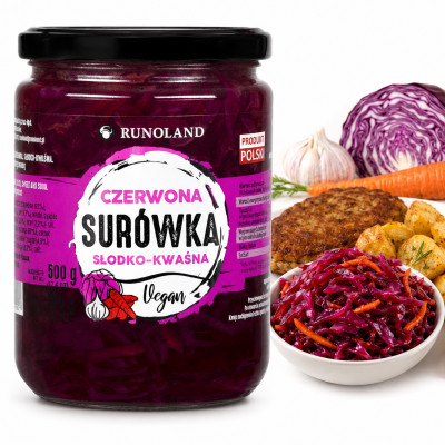 Runoland SURÓWKA CZERWONA vegan słodko kwaśna MODRA KAPUSTA 500g