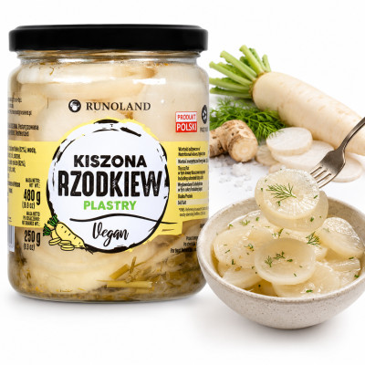 Runoland KISZONA RZODKIEW BIAŁA PLASTRY Vegan rzodkiewka 480g