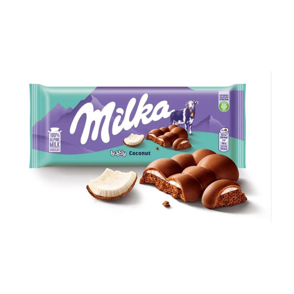 Milka CZEKOLADA MLECZNA BUBBLY MILK COCONUT czekolada bąbelkowa 97G