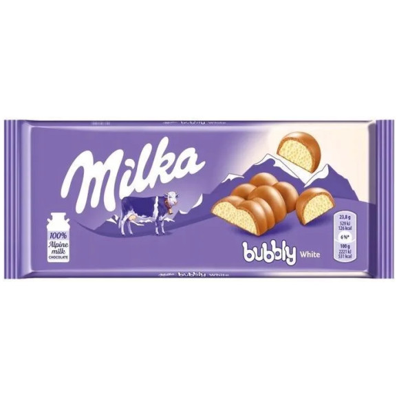 Milka CZEKOLADA BUBBLY MILK WHITE czekolada bąbelkowa BIAŁA MLECZNA 95G