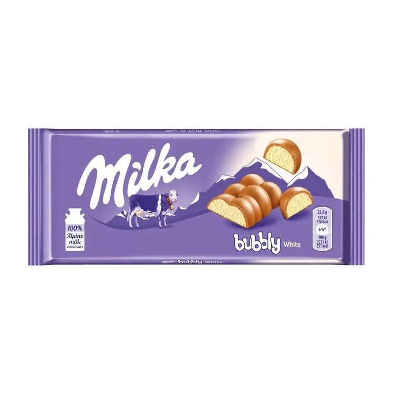 Milka CZEKOLADA BUBBLY MILK WHITE czekolada bąbelkowa BIAŁA MLECZNA 95G