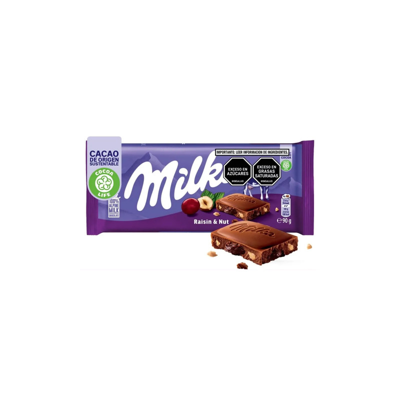 Milka CZEKOLADA MLECZNA Z ORZECHAMI I RODZYNKAMI 90G