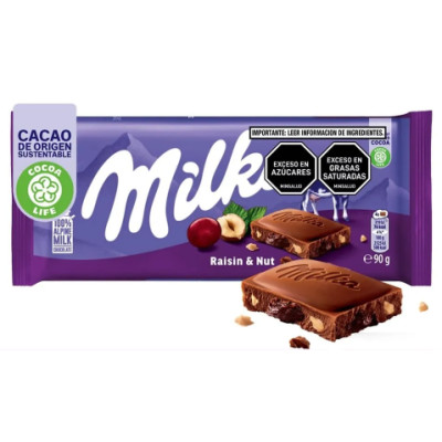 Milka CZEKOLADA MLECZNA Z ORZECHAMI I RODZYNKAMI 90G
