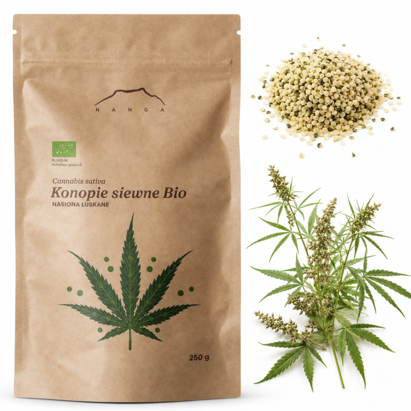 Nanga KONOPIE JADALNE siewne nasiona łuskane BIO 250g