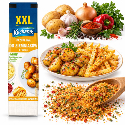 Kucharek PRZYPRAWA do ZIEMNIAKÓW i FRYTEK XXL bez glutaminianu aromatów 70g