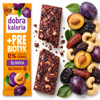 Dobra Kaloria BATON FUNKCJONALNY Z PREBIOTYKIEM zdrowa przekąska 35 G