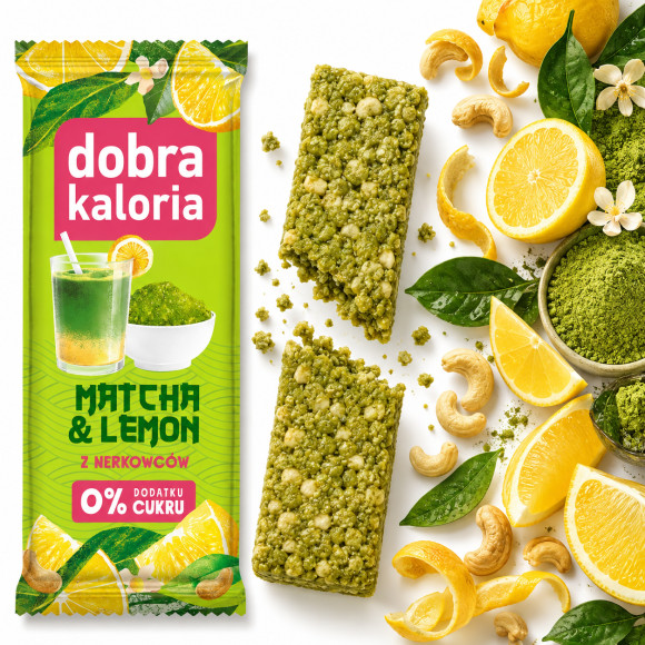 Dobra Kaloria Baton MATCHA & LEMON z nerkowców 0% dodatku cukru 35G